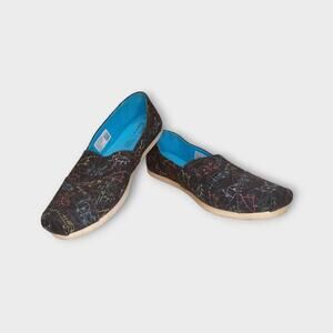 Womens TOMS Alpargata Cloudbound Slip On Shoes Black With Math Print Size 9.5